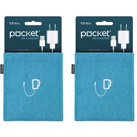 UT Wire Pocket Mobile Charger Case Pouch Bag Organizer (Blue) - 2 Pack