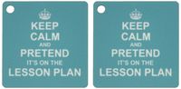 3dRose Turquoise Keep Calm and Pretend its on the Lesson Plan teacher humor - Key Chains, 2.25 x 4.5 inches, set of 2 (kc_179748_1)