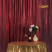 LQIAO Shiny Sequin Backdrop Background 9FTx9FT-Burgundy,Sequin Curtain Backdrop Photo Booth Wedding Props Glitter Party Background Decoration, Pocket 9x9FT(270x275cm))