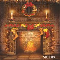 GoodsFederation 10x10ft Christmas Fireplace & Xmas Stocking Pictorial Cloth Vinyl Photography Backdrop Customized Photo Backdrops Background Studio Props SDJ-008