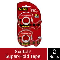 Scotch Brand Super-Hold Tape, 50% More Adhesive, Glossy Finish, Photo-Safe, Engineered for Securing, 3/4 x 600 inches, 2 Dispensered Rolls (198DM-2)