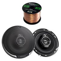 2X Kenwood Performance Series 6-1/2" 3-Way 320 Watt Car Speakers, Enrock Audio 16-Gauge 50 Foot Speaker Wire