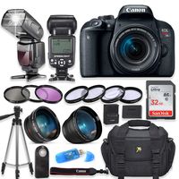 Canon EOS Rebel T7I Digital SLR Camera with Canon EF-S 18-55mm f/4-5.6 is STM Lens + High Speed Electronic Flash + Sandisk 32GB SDHC Memory Card, Camera Bag, Macros and Accessory Bundle