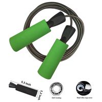 YZLSPORTS Professional Adjustable Steel Wire Jump Rope with Carrying Pouch by Fitness Factor Ergonomic,Durable,Easy to Adjust Premium Jump Rope All Heights and Skill Levels,Green Black