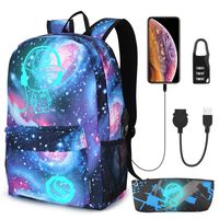 Pawsky Galaxy Backpack for School, Anime Luminous Backpack College Bookbag Anti-Theft Laptop Backpack with USB Charging Port