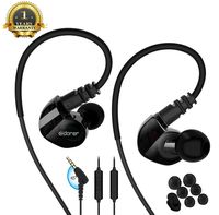 running Sports earbud Headphones Wired Over Ear In Ear Headsets Noise Isolation waterproof Earbuds Enhanced Bass Stereo Earphones with Microphone and Remote for Running Jogging Gym (Transparent black)