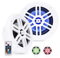 Belva BMRGBWH 500W White Pair of 6.5-inch 2-Way Water-Resistant Marine Speakers with RGB Illumination