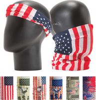 LEEVO Pattern Bold Headwear Scarf Boho Headband Wrap Shield Neck Gaiter Bandana (Free Size (18.5" 9.25"), The Stars and Stripes No.1, 6pcs Total)