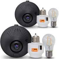 Toucan Outdoor Security Camera, Waterproof HD Home Security Cameras Powered by Porch Light Fixture, Smart Socket, Turns Light Smart, 2 Hours Playback, No Hard Wiring, 2.4Ghz WiFi (2 Pack)