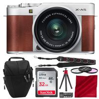 Fujifilm X-A5 Mirrorless Digital Camera (Brown) with 15-45mm Lens Bundled with SLR Case, Memory Card, Mini Tripod, and Other Accessories