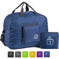 WANDF 16" Foldable Duffle Bag 20L for Travel Gym Sports Lightweight Luggage Duffel, Navy Blue