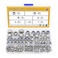 Sutemribor 304 Stainless Steel Lock Nut Assortment 180 Pcs, M3 M4 M5 M6 M8 M10 M12 Nylon Insert Locknut