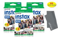 Fujifilm Instax Wide Instant Film for Fuji Instax Wide 210 200 100 300 Instant Photo Camera+ Fiber Micro PRO ULTIMATE Cloth (60 Photo Sheets)
