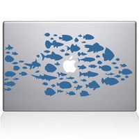 The Decal Guru Swim with The Fishes MacBook Decal Vinyl Sticker - 12" MacBook - Light Blue (0146-MAC-12M-LB)