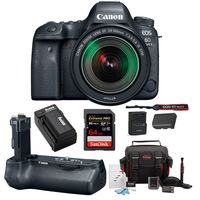 Canon EOS 6D Mark II DSLR Camera with 24-105mm f/3.5-5.6 Lens + Canon BG-E21 Battery Grip 64GB SD Card SLR Bag & Battery with Charger Advanced Travel Kit