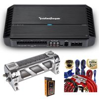 Rockford Fosgate P1000X5 1000W RMS Punch Series 5-Channel Stereo Full-Range Class AB/D Car Amplifier with 2.5 Farad Capacitor & 5 Channel Amp Kit
