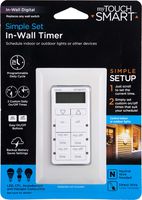 myTouchSmart In-Wall Digital Timer, 4 Programmable On/Off Buttons, 2 Easy On/Off Buttons, 24 Hour Daily Cycles, Blue LED Indicators, with Battery Backup, for Indoor/Outdoor Lights, Fans, 26893