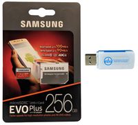 Samsung 256GB Micro SDXC EVO Plus Memory Card with Adapter Works with Samsung Galaxy Note 10+ Cell Phone, Note 10+ 5G Smartphone (MB-MC128G) with (1) Everything But Stromboli (TM) SD, TF Card Reader