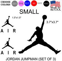 Set NBA Jordan 23 AIR Jumpman Logo Huge Flight Vinyl Decal Sticker - Car Window, Laptop, Wall, Mac (Small,Black)