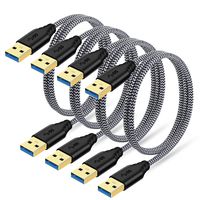 Besgoods 4-Pack 3FT USB 3.0 A to A Cable Short USB to USB Male to Male Cable Braided Double End USB Cord Compatible for DVD Players, Hard Drive Enclosures, Laptop Cooler and More - White