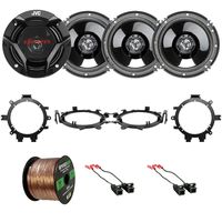 4X JVC CSDR620 300-Watt 6.5" 2-Way Coaxial Speakers, 4X Metra Speaker Wire Harness, 4X Speaker Mounting Brackets Adaptors, 16-Gauge 50 Foot Wire (Select 1995-2009 Vehicles)