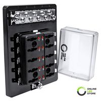 10 Way Blade Fuse Block with Ground Negative Bus bar for Automotive [ATC/ATO Blade Fuses] [100 Amp] [LED] [Protection Cover] [12V - 30V DC] Auto Marine Ground Terminal Fuse Box