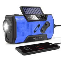 RunningSnail Solar Crank NOAA Weather Radio for Emergency with AM/FM, Flashlight, Reading Lamp and 2000mAh Power Bank (Blue)