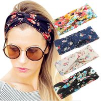 4 Pack Women Headband Boho Floal Style Criss Cross Head Wrap Hair Band Set1