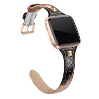 SWEES Leather Bands Compatible with Fitbit Versa 2 / Fitbit Versa Lite & SE/Fitbit Versa, Slim Thin Genuine Leather Replacement Strap for Versa Women (5.5" - 7.9"), Black, Champagne, Rose Gold, Tan