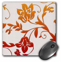 3dRose LLC 8 x 8 x 0.25 Inches Mouse Pad, Orange/Red Floral Pattern (mp_62981_1)