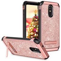 GUAGUA LG Stylo 4 Case LG Stylo 4 Plus Case LG Q Stylus Case LG Stylus 4 Case Stand Bling Slim Hybrid Hard PC Cover Soft Bumper Shockproof Anti-Scratch Protective Phone Case for LG Stylus 4 Rose Gold