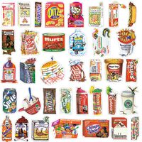 38 Pcs Waterproof Vinyl Stickers, Food Sticker Set Laptop Car Helmet Luggage Skateboard Computer Keyboard Fridge Personalize Decals Decoration