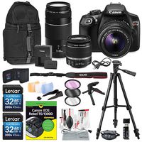 Canon EOS Rebel T6 DSLR Camera with EF-S 18-55mm f/3.5-5.6 is II Lens, EF 75-300mm f/4-5.6 III Lens, 64GB+ T6 for Dummies and Xpix Accessories