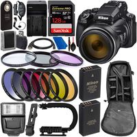 Nikon COOLPIX P1000 Digital Camera with Deluxe Accessory Bundle - Includes: SanDisk Extreme PRO 128GB Memory Card, Extra Battery & Much More (Renewed)