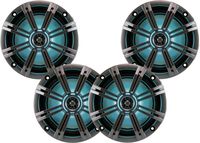 KICKER LED Charcoal OEM Replacement Marine 8" Inch 4Ω Coaxial Speaker Bundle - 4 Speakers