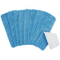Pack of 10 Microfiber Mop Pads - Reusable Floor Mop Pads - Suitable for Hook and Loop Mop Heads, 16.5 x 0.25 x 5.38 Inches, Blue