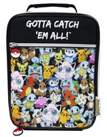 Pokemon GOTTA CATCH 'EM ALL Official Insulated Lunch Bag Zip Up Lunch Box with Drink Bottle Holder