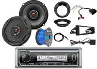 Kenwood Marine Digital Media Bluetooth Receiver w/ Dash Kit, 2x JBL 6.5" 2-Way GX Series Coaxial Car Speakers - Bulk Packaging w/ Adapters, iDataLink Harley Wiring Kit, Antenna, 16-G 50 Ft Tinned Wire