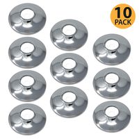 [10-Pack] PROCURU 1/2-Inch CTS Escutcheon Flange Plate Pipe Cover, Chrome-Plated Steel with SureGrip, for 1/2" Copper Pipe