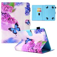 Dteck Universal Tablet Case 7-7.5 inch, Folio PU Leather Stand Protective Case Cover with Stylus Pen [Card Slot Holder] for All 7-7.5 inch Touchscreen Android Windows iOS Tablet PC-Butterfly