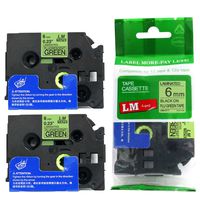 2/Pack - Premium Compatible with Brother TZe-D11 Black on Fluorescent Green 1/4 p-Touch Label Tape, 6mm Laminated replacment TZeD11 Tape, TZD11 0.23" Black Ink on Bright Green Label.