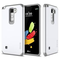 LG Stylo 2 Case, RANZ Grey with White Hard Impact Dual Layer Shockproof Bumper Case for LG G Stylo 2/ Stylus 2/ LG K520/ LG LS775