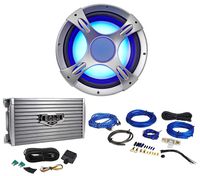 NYC Acoustics NC12S4 1600w 12" Car Audio Subwoofer w/LED+Boss Amplifier+Amp Kit