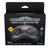 Retro-Bit Official SEGA Mega Drive USB 6-Button Controller for MEGA DRIVE MINI CONSOLE, PC, Switch, Mac, Steam, RetroPie, Raspberry Pi - Black (Nintendo Switch///)