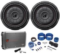 (2) Kicker 43CVT102 COMPVT 10" 1600 Watt Car Subwoofers+Mono Amplifier+Amp Kit