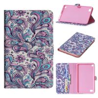 Amazon Fire 7 PU Leather Case, CASE4YOU Flip Wallet Book Style Cover Stand Holder with Full Body Protect Bumper Pink Flowers for All-New Amazon Kindle Fire 7 (7 Inch, 2015 and 2017 Release)