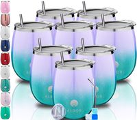 ALBOR Triple Insulated Wine Tumbler with Lid Stainless Steel 12 Oz Tumbler Gradient (8 Pack)