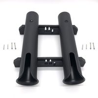 Wall Mounted Fishing Rod Holders Tubes Links Fishing Rod Holder Rack Rests (2-Pole-Black)