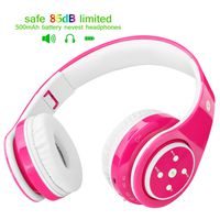 Kids Headphones Bluetooth Wireless 85db Volume Limited Childrens Headset, up to 6-8 Hours Play, Stereo Sound, SD Card Slot, Over-Ear and Build-in Mic Wireless/Wired Headphones for Boys Girls(Pink)