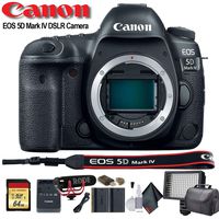 Canon EOS 5D Mark IV DSLR Camera (International Model) (1483C002) W/Bag, Extra Battery, LED Light, Mic, Filters and More - Advanced Bundle